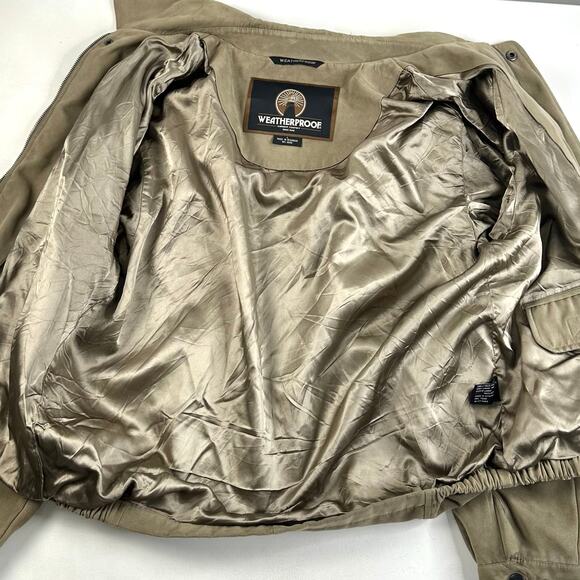 Weatherproof Tan Beige Faux Suede Bomber Field Jacket Sz L - Picture 8 of 10